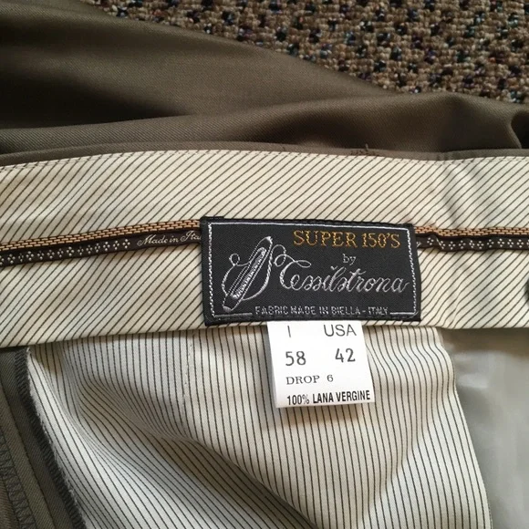 Gianni manzoni men’s dress pants taupe 42w super 150s pleated Italy 32 new nwt
